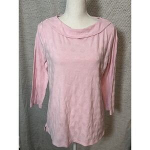 Kim Rogers Pink Polka Dot 3/4 Sleeve Tee Small